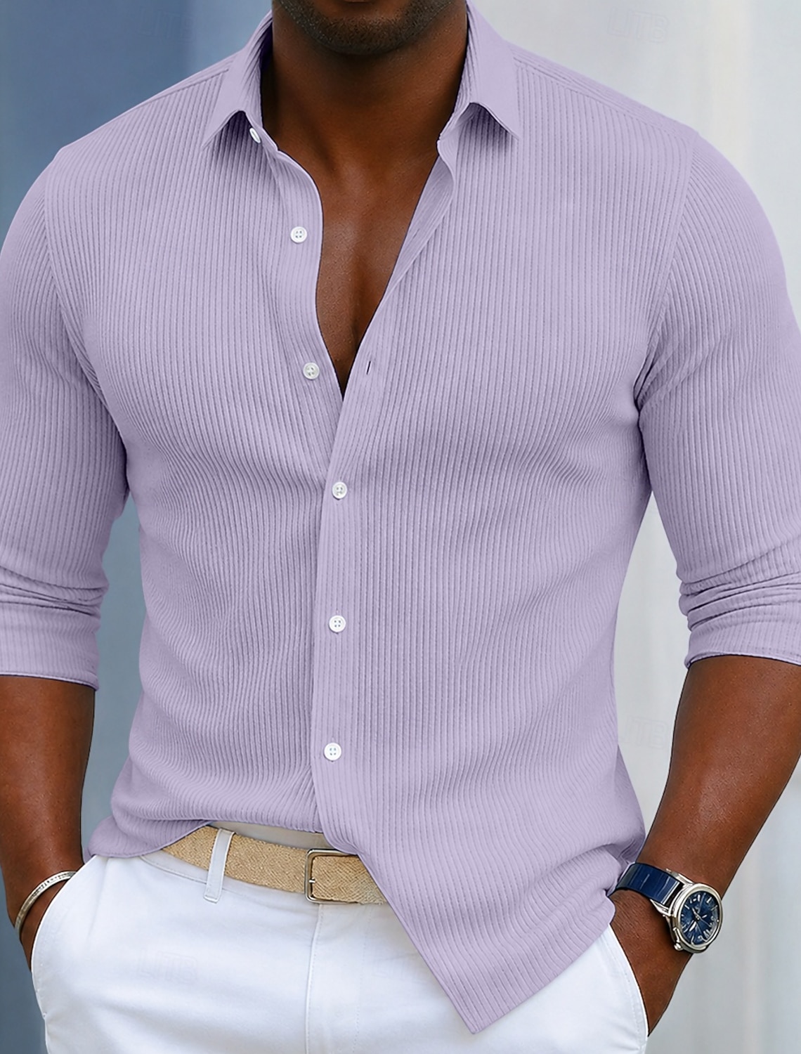 Men's Shirt Corduroy Shirt Button Up Shirt Blue Black White Navy Blue Purple Long Sleeve Plain Turndown Casual Daily Button-Down Clothing Apparel Polyester Fashion Streetwear Classic Casual