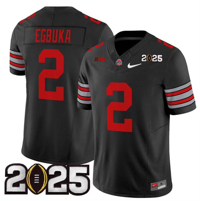 Men's OSU Buckeyes Black 2025 alternate jersey Emeka Egbuka #2