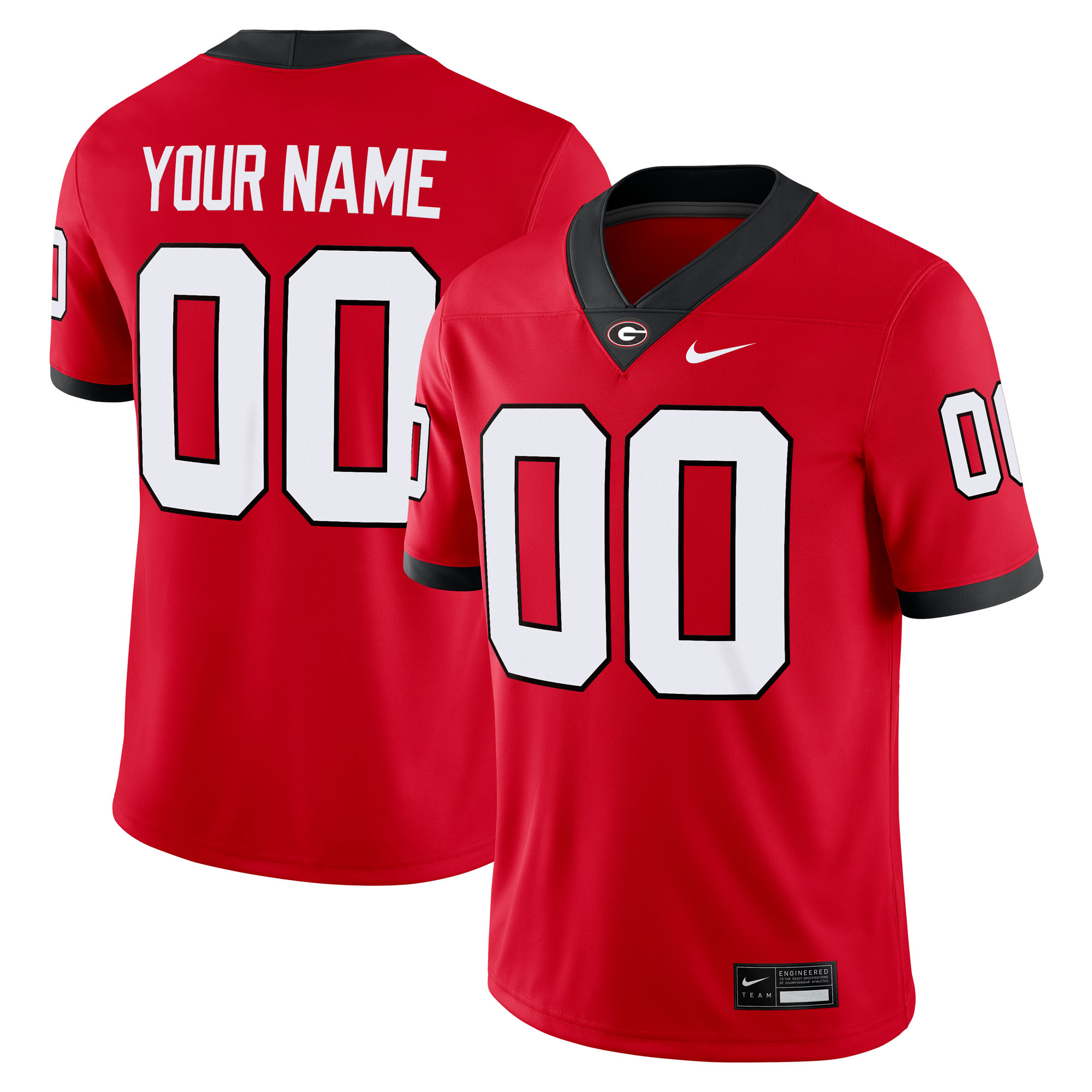 Georgia Bulldogs Custom Football Game Jersey - Red
