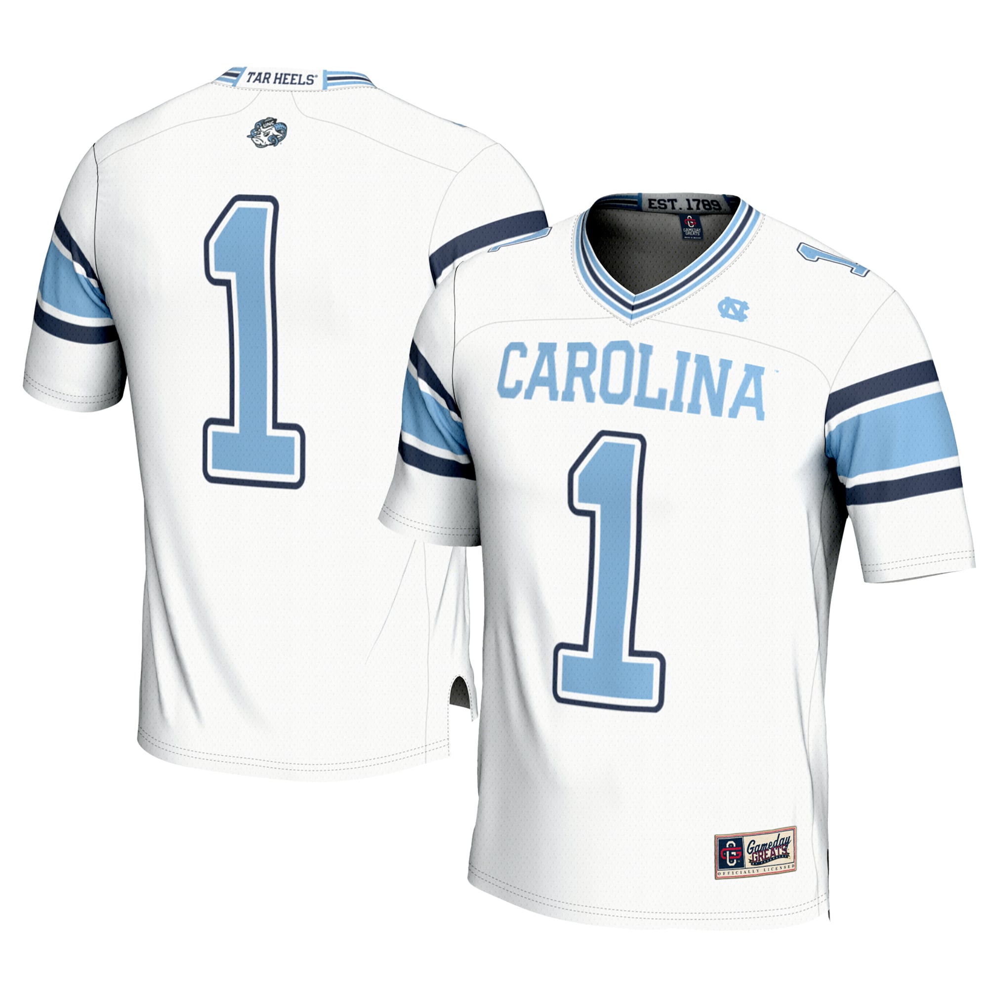 Youth White North Carolina Tar Heels #1 Football Jersey