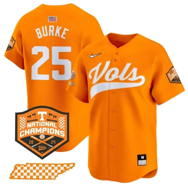 Men's None Orange 2024 game jersey Blake Burke #25 official licensed