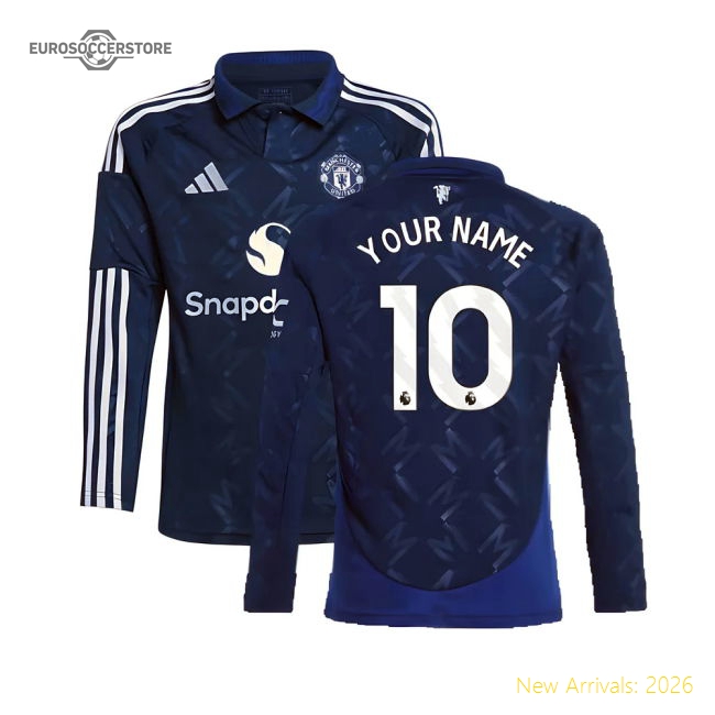 Official 2024-2025 Man Utd Long Sleeve Away Shirt (kids) (your Name