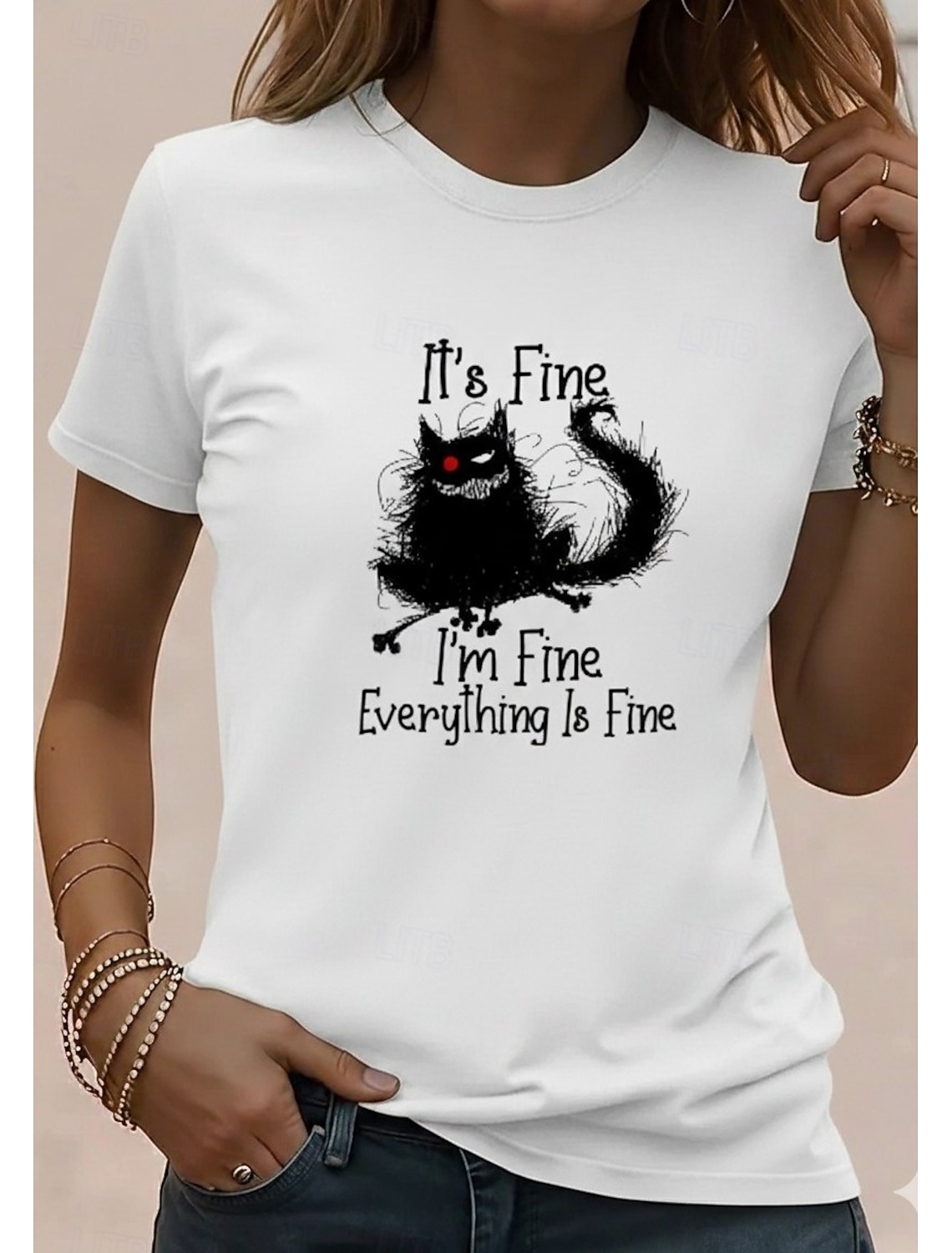 Women's T Shirt Funny Humor Quotes Print Graphic Letter Stylish Classic Casual Short Sleeve Crew Neck Round Neck Regular Tops Daily Weekend White / Black White Gray Summer Spring Fall Winter