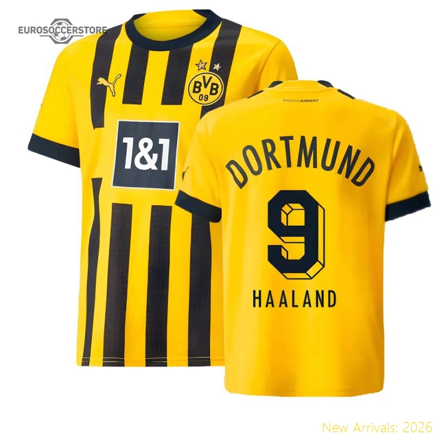 Professional-Grade 2022-2023 Borussia Dortmund Home Shirt (Kids) (Haaland
