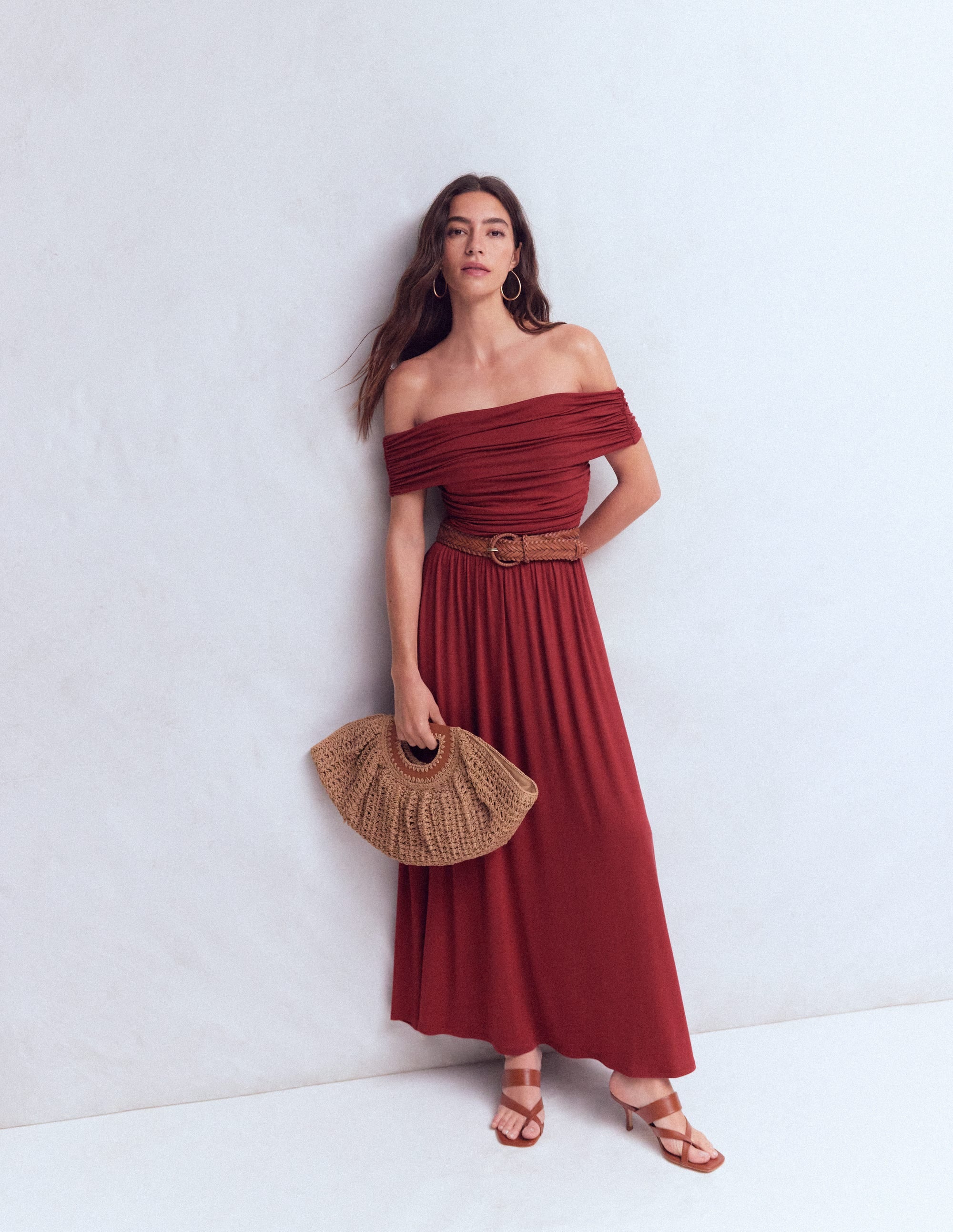 Ruched Bardot Jersey Dress