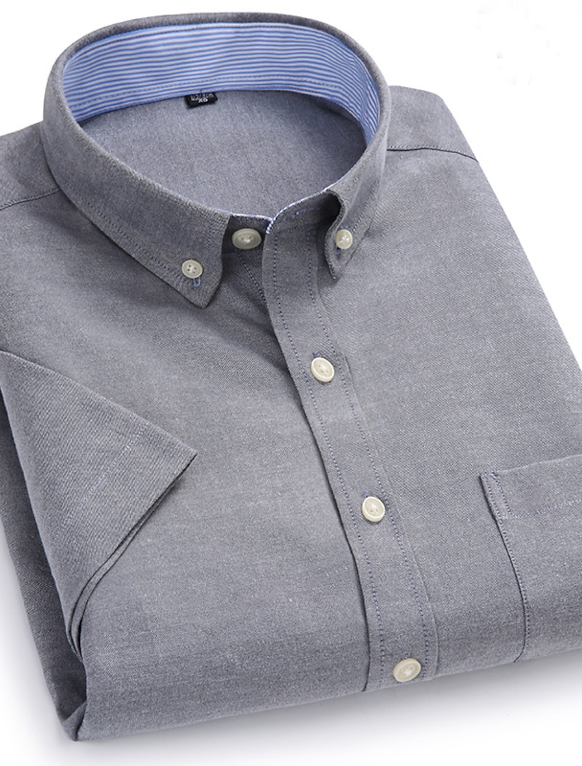 Men's Dress Shirt Button Down Shirt Non Iron Shirt Oxford Shirt Solid / Plain Color Wedding Office & Career Black White Yellow Dark Navy Short Sleeve Shirt Collar Spring & Summer Clothing Apparel