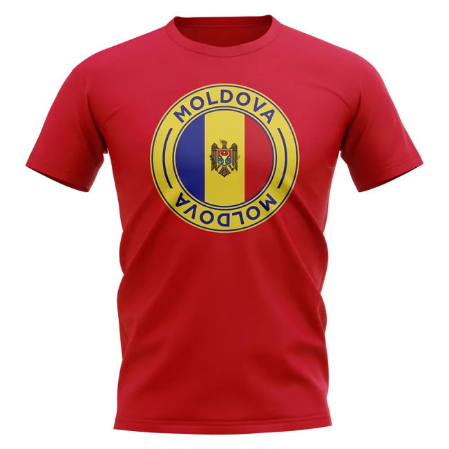 Moldova Football Badge T-Shirt (Red) Official Premium Authentic