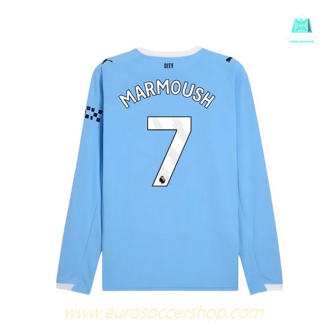 2025-2026 Man City Long Sleeve Home Shirt (Marmoush 7)