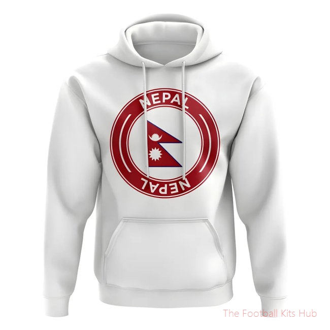 Men Nepal Football Badge Hoodie (White)