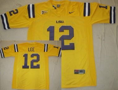 Men's LSU LA Tigers Yellow 2024 breathable Jarrett Lee #12 game
