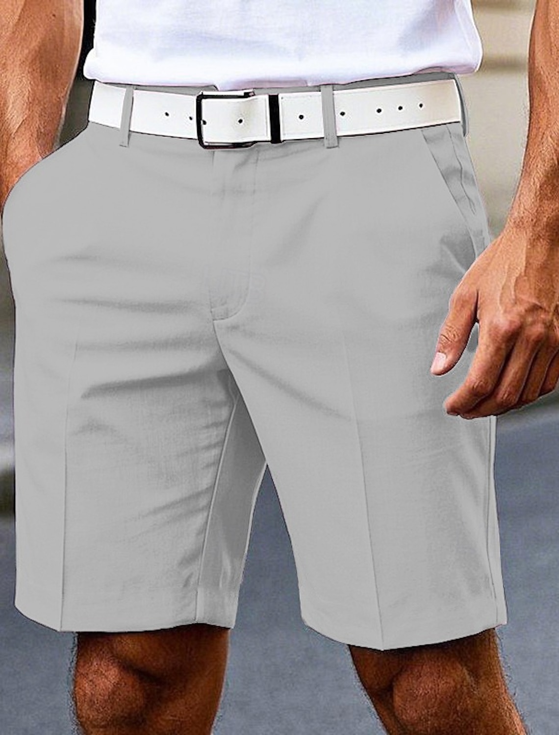 Men's Dress Shorts Burmuda Shorts Work Shorts Pocket Plain Comfort Knee Length Outdoor Business Fashion Casual Black White