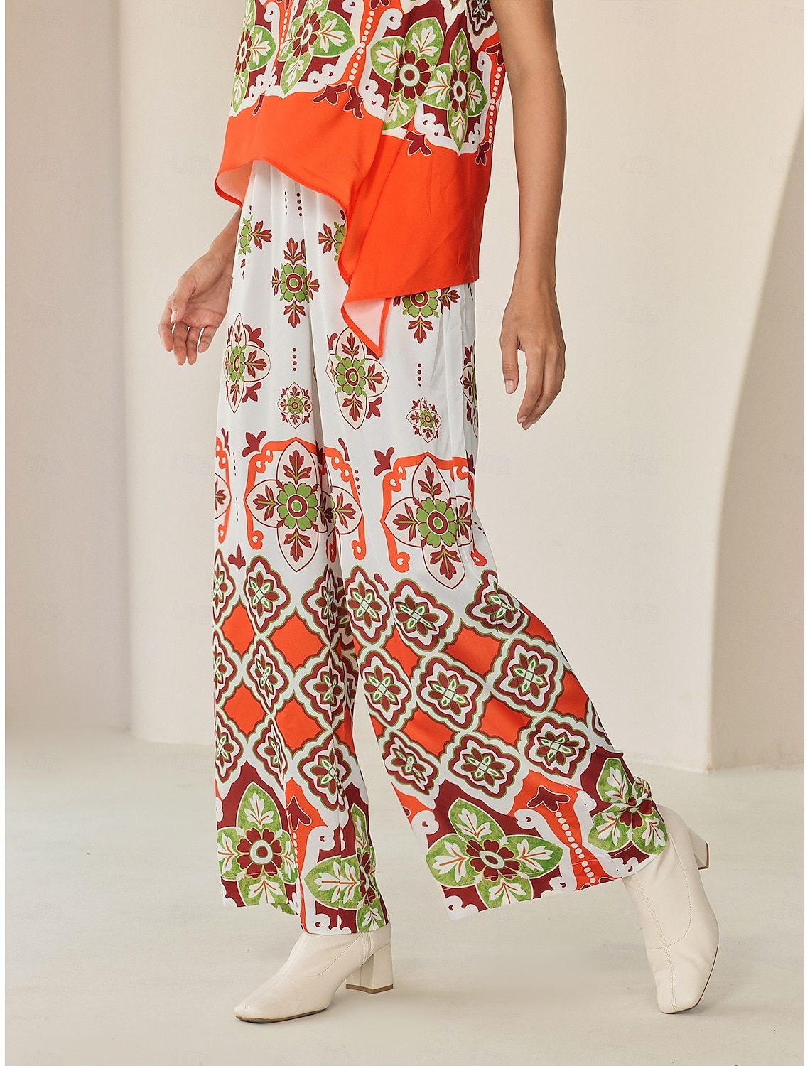 Satin Boho Double Slit Crew Neck Sleeveless Tank Top