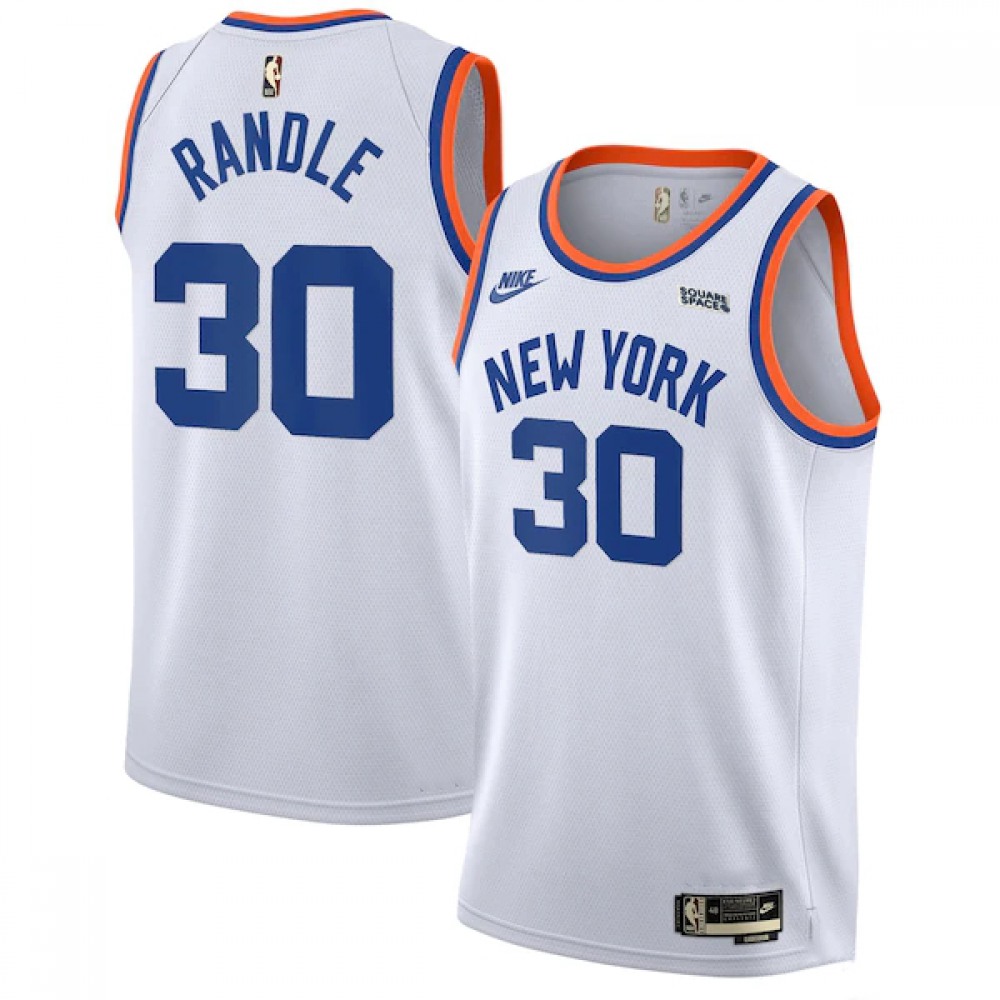 Men's New Yok Knicks #30 Julius Randle 2021/2022 White City Edition Stitched Jersey
