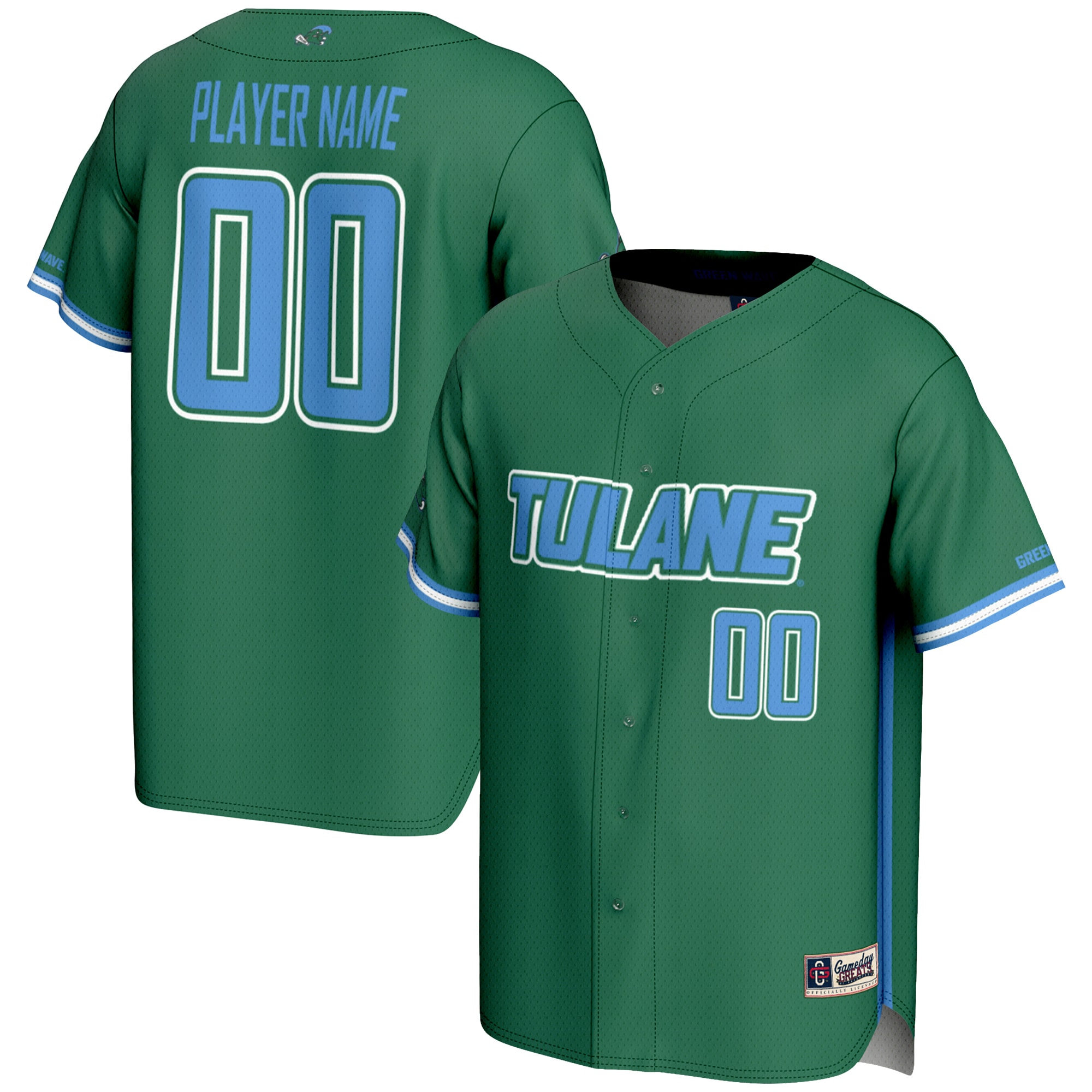 [NJP] Women's Tulane Green Wave GameDay Greats NIL Pick-A-Player Lightweight Baseball Jersey - Green