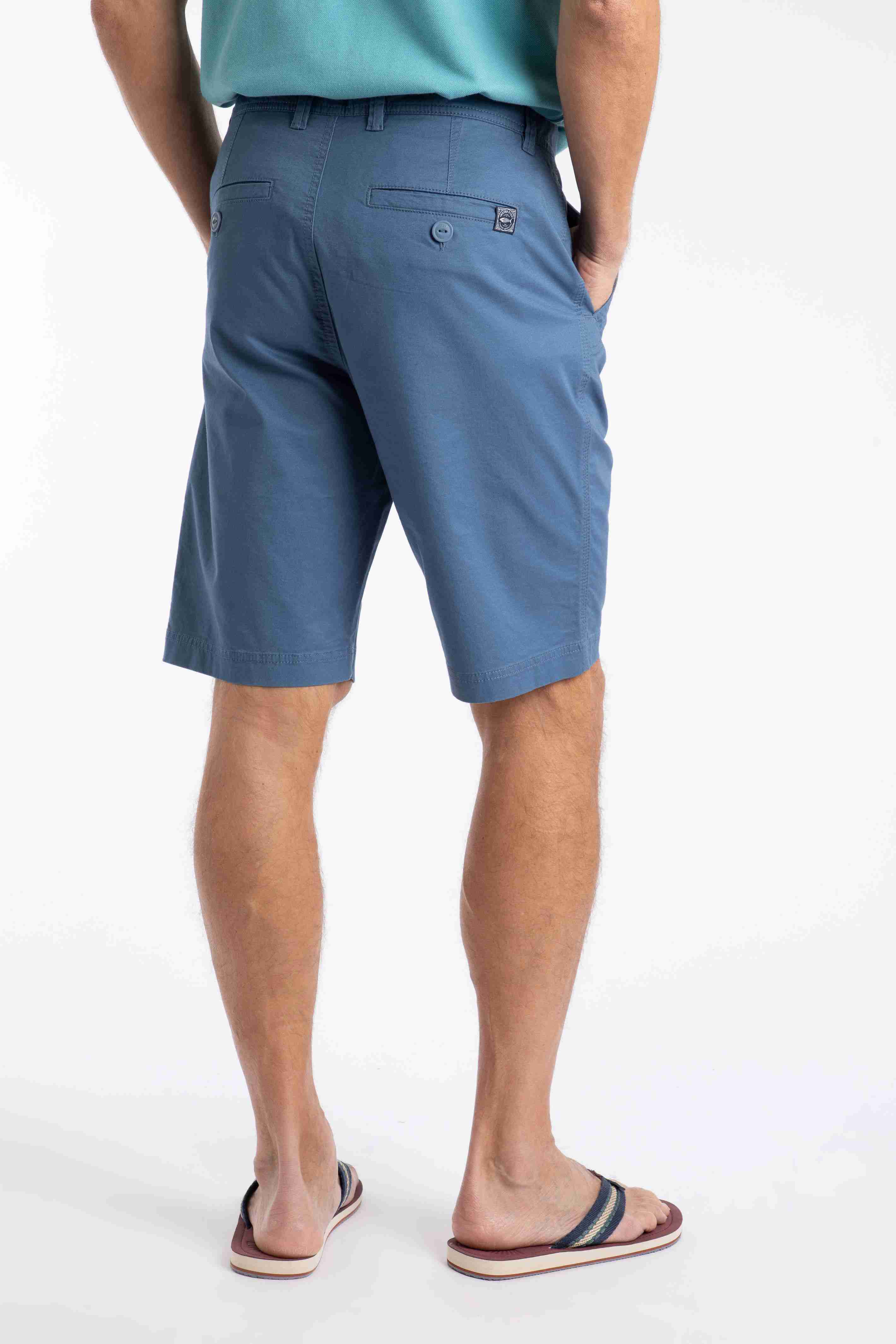 Rayburn Cotton Flat Front Shorts Faded Blue