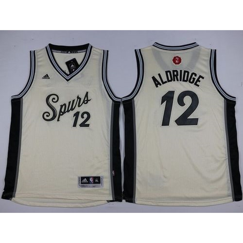 Spurs #12 LaMarcus Aldridge Cream 2015-2016 Christmas Day Youth Stitched NBA Jersey