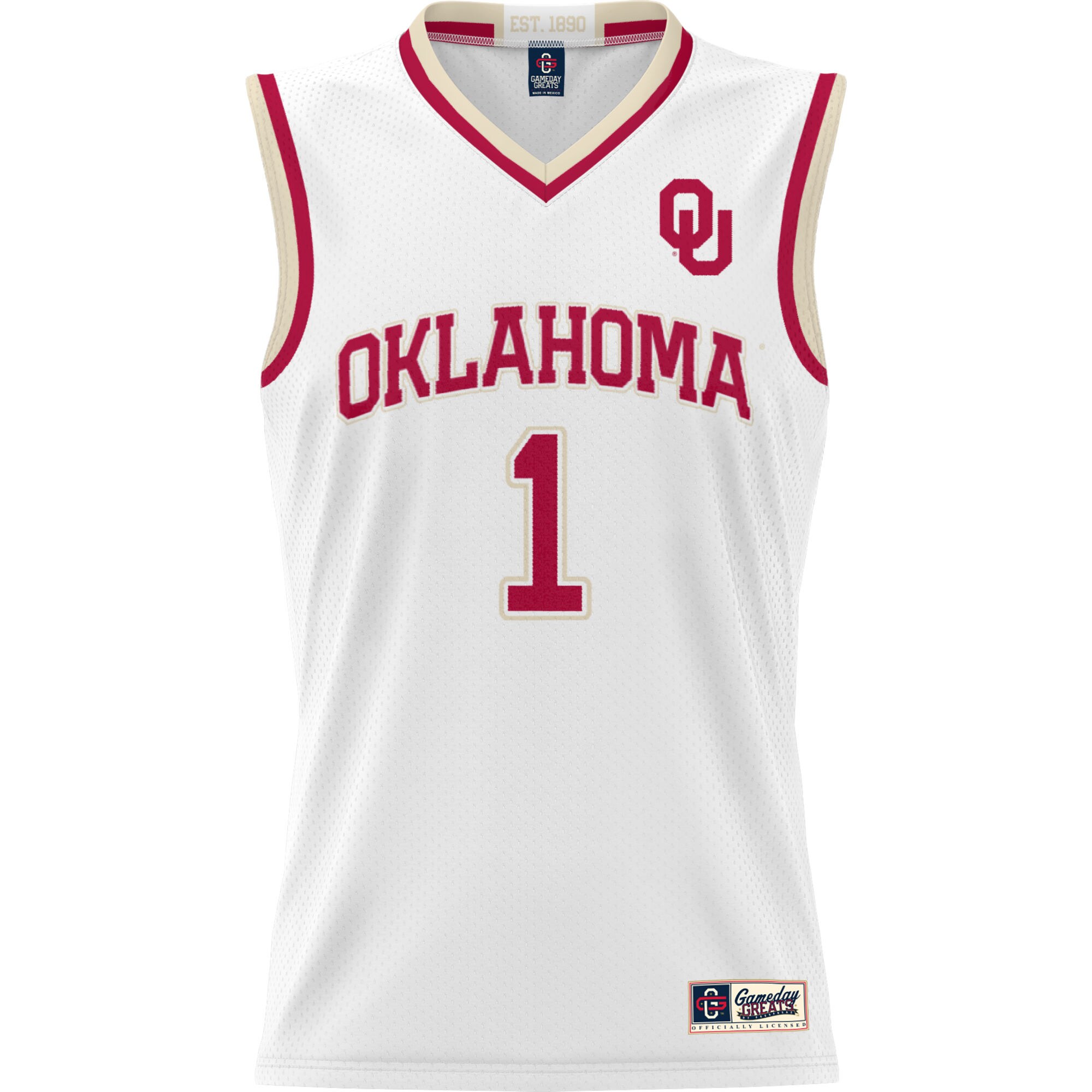 [DDG] Oklahoma Sooners GameDay Greats Unisex Lightweight Basketball Jersey - White