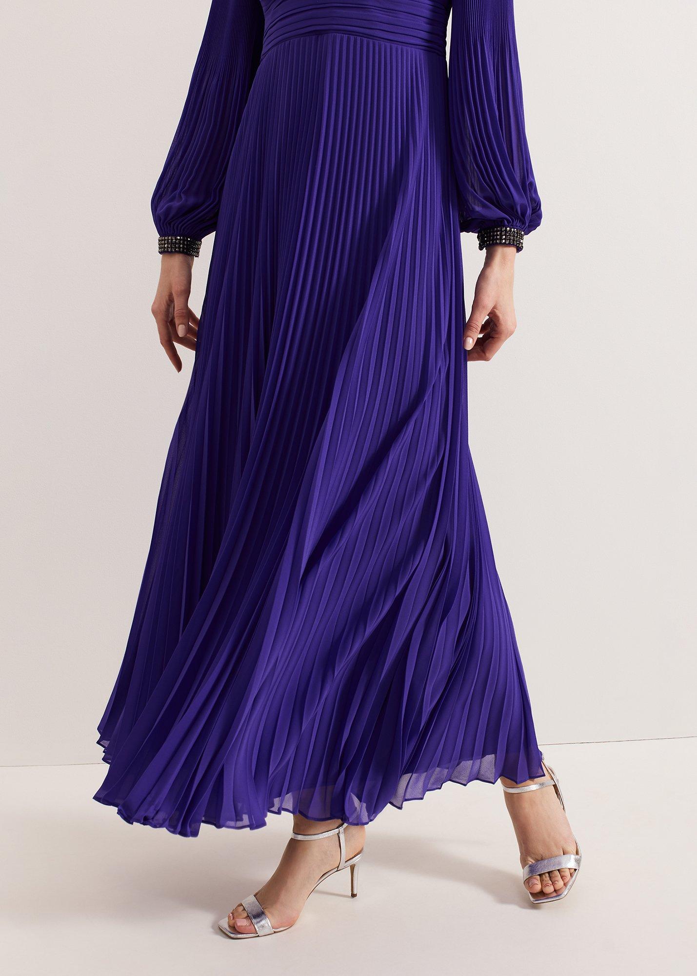 Vila Beaded Pleated Maxi Dress
