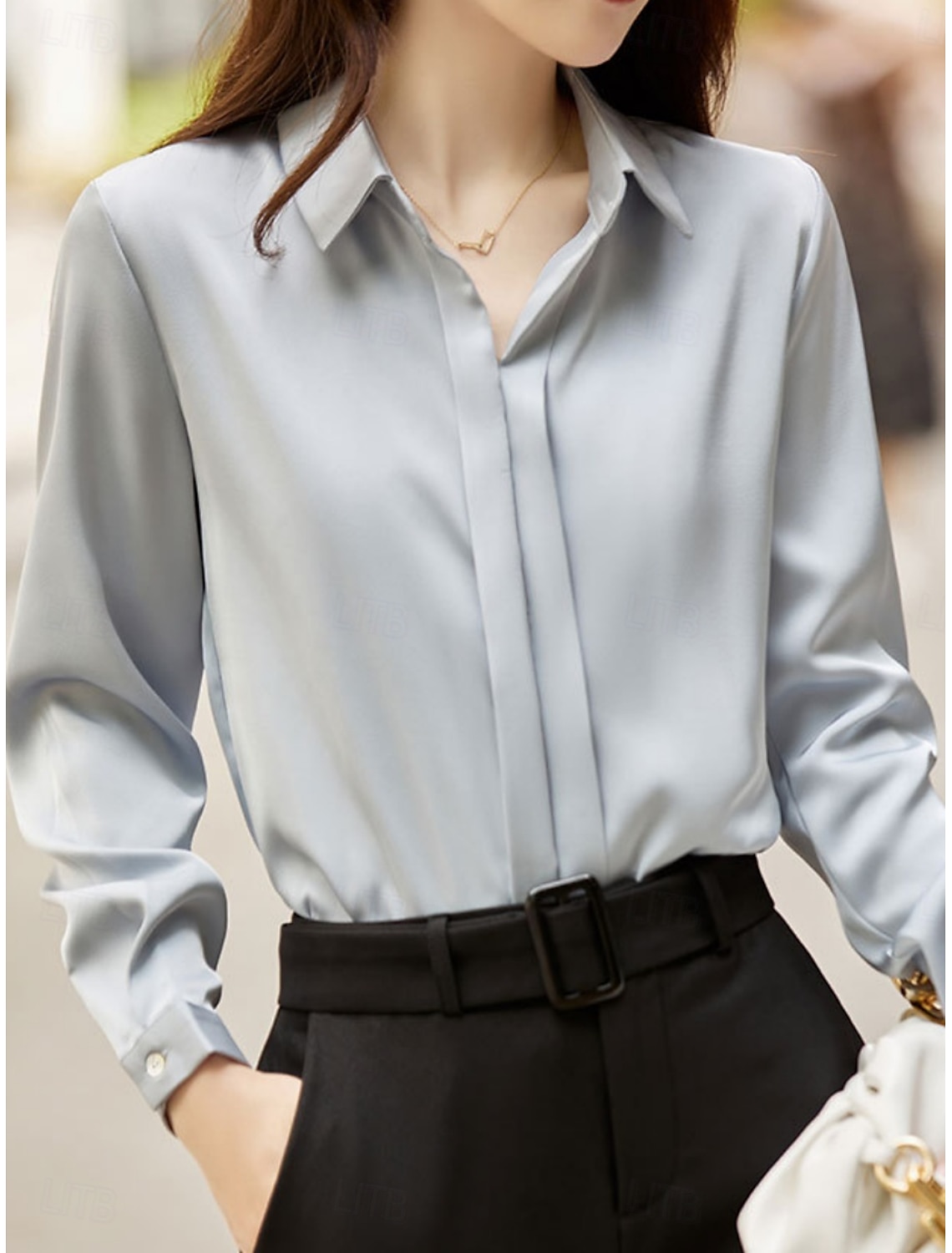 Women's Shirt Blouse Basic Casual Solid Color Regular Tops Long Sleeve Shirt Collar Buttons Regular Fit Daily Fall Winter