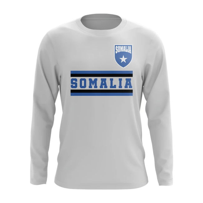 Top-Tier Somalia Core Football Country Long Sleeve T-Shirt (White)