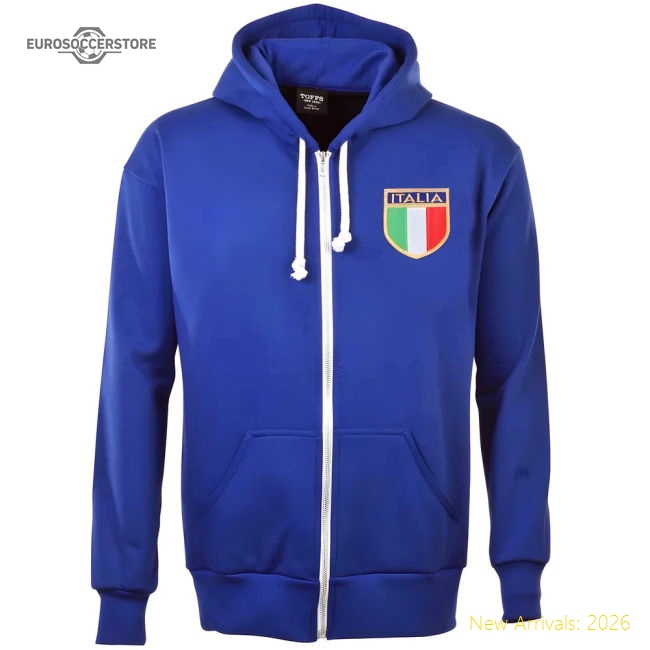 Italy 1975 Vintage Rugby Zipped Hoodie - Royal