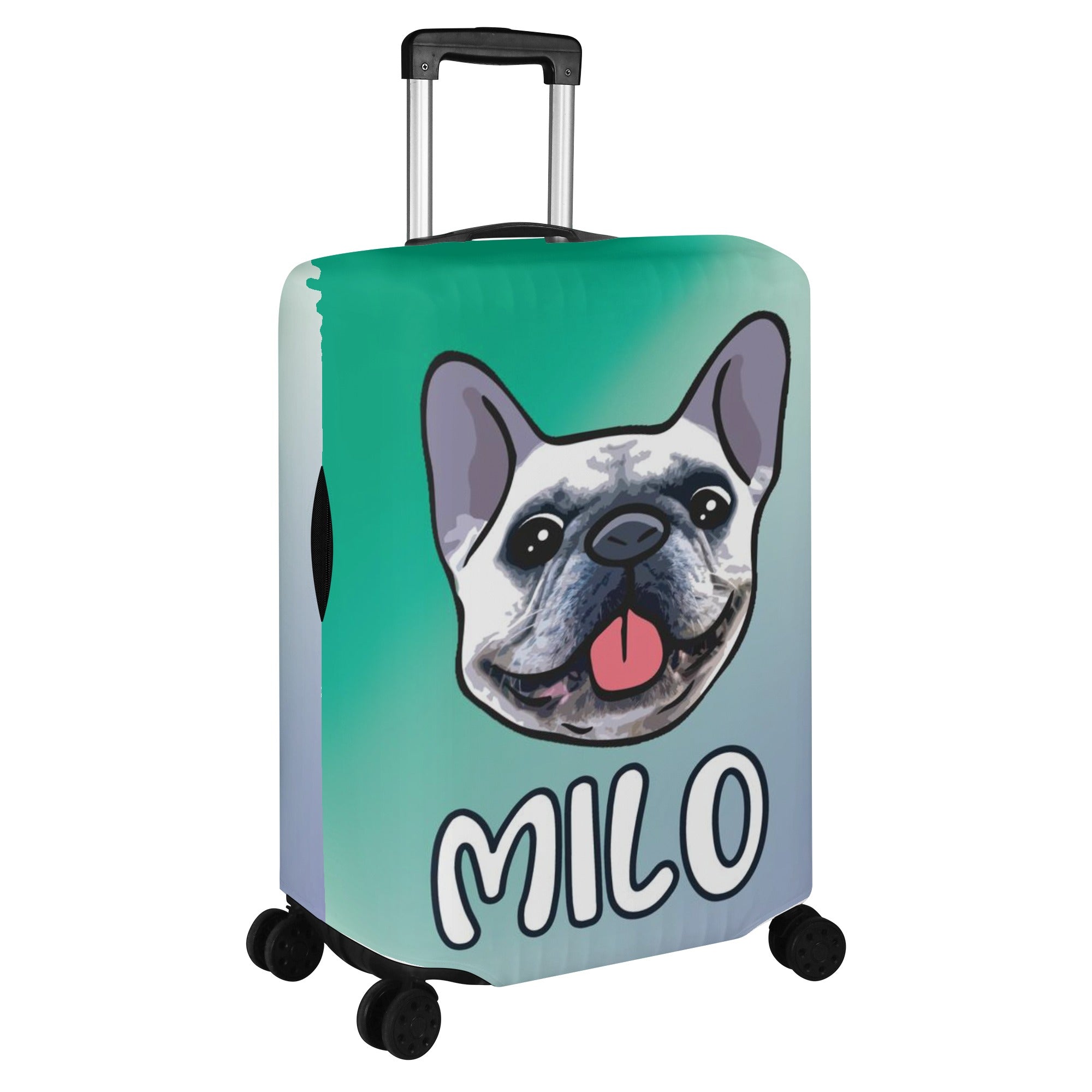 Personalized Luggage Cover with Frenchie Name - Luggage Cover