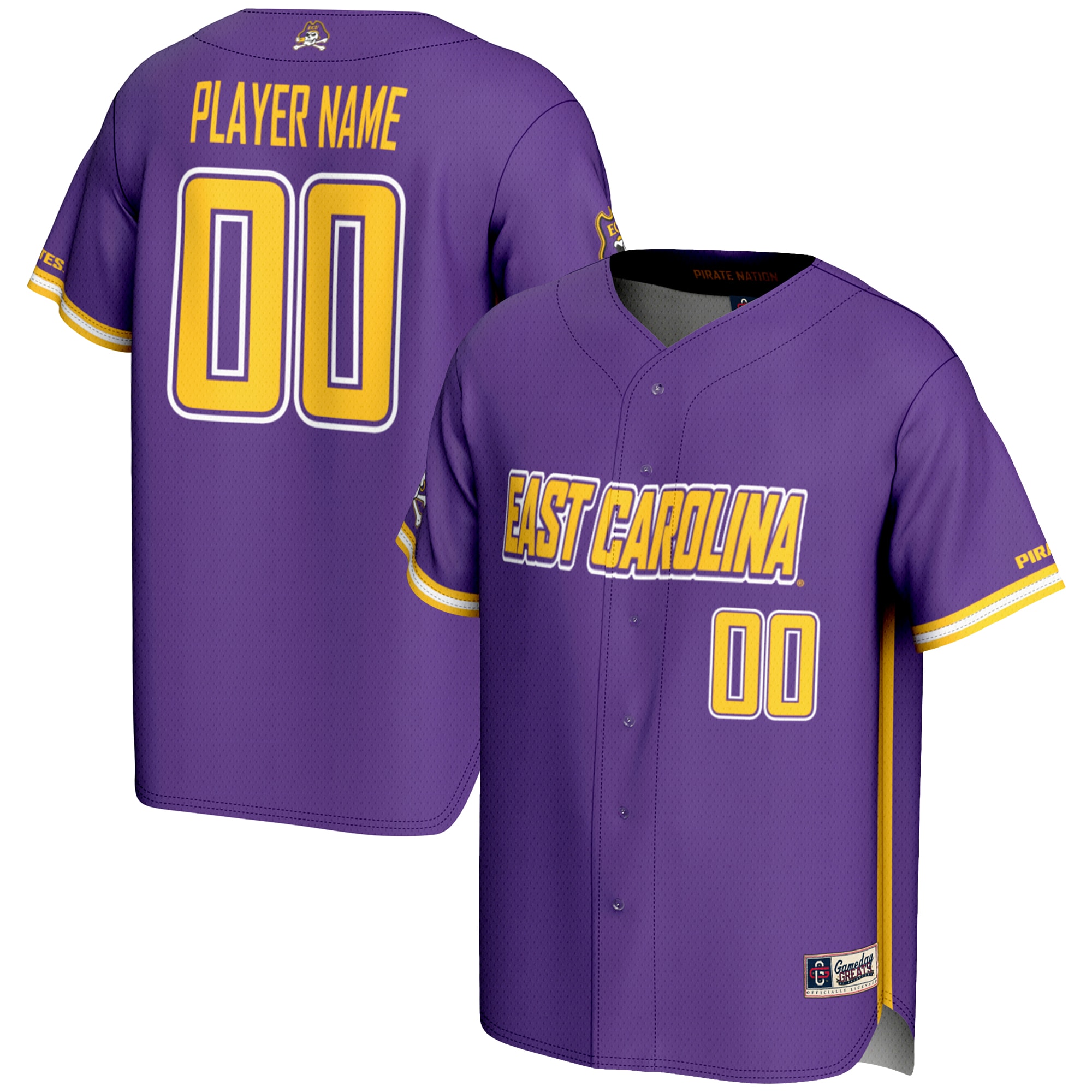 [NJP] ECU Pirates GameDay Greats NIL Pick-A-Player Lightweight Baseball Jersey - Purple