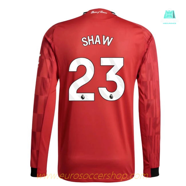2025-2026 Man Utd Authentic Long Sleeve Home Shirt (Shaw 23)