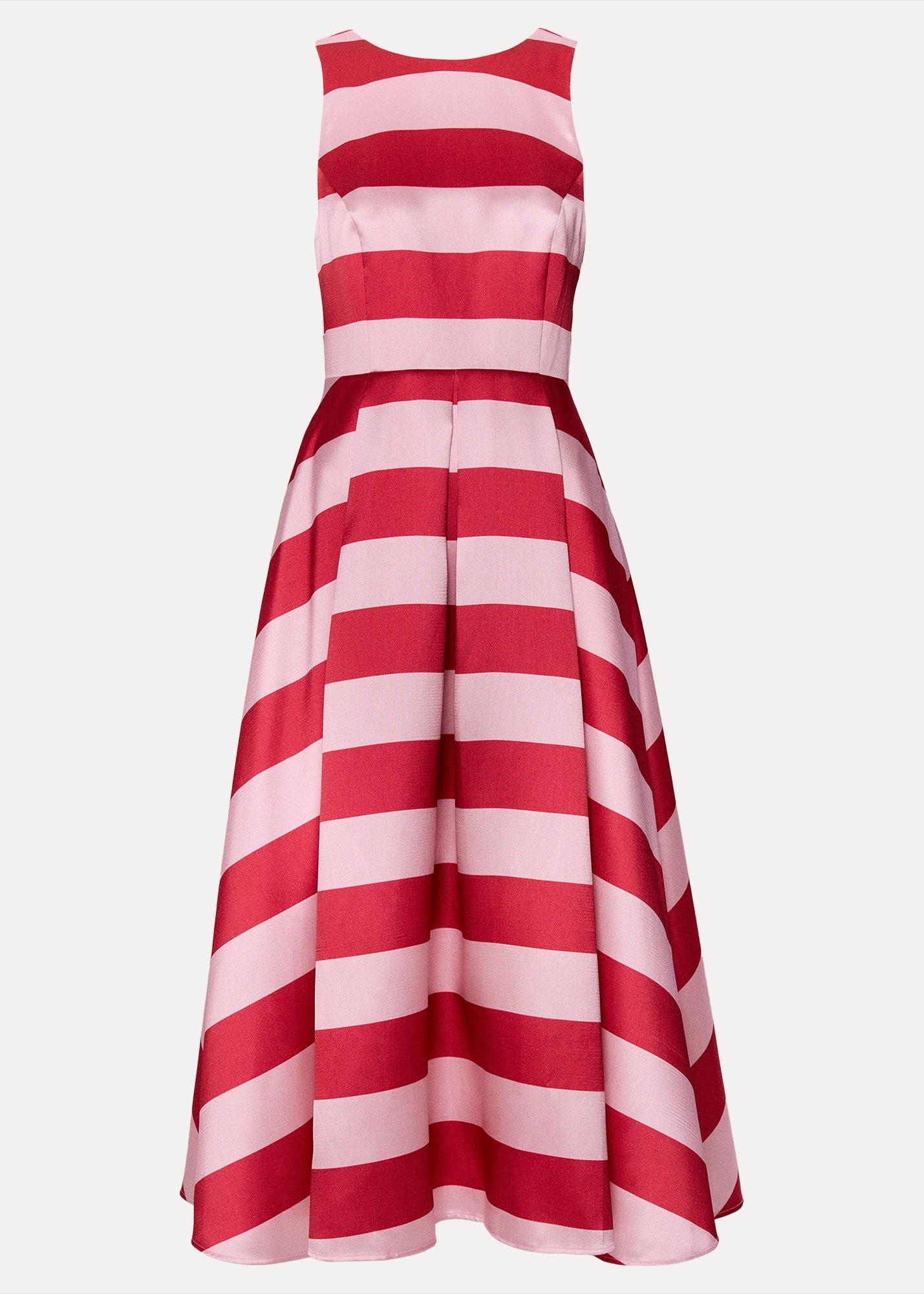 Petite Kiria Pink Stripe Satin Midi Dress