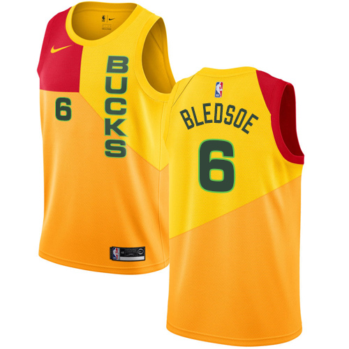 Yellow MIL Milwaukee Bucks #6 Nike Durable Jersey NBA Fan Apparel