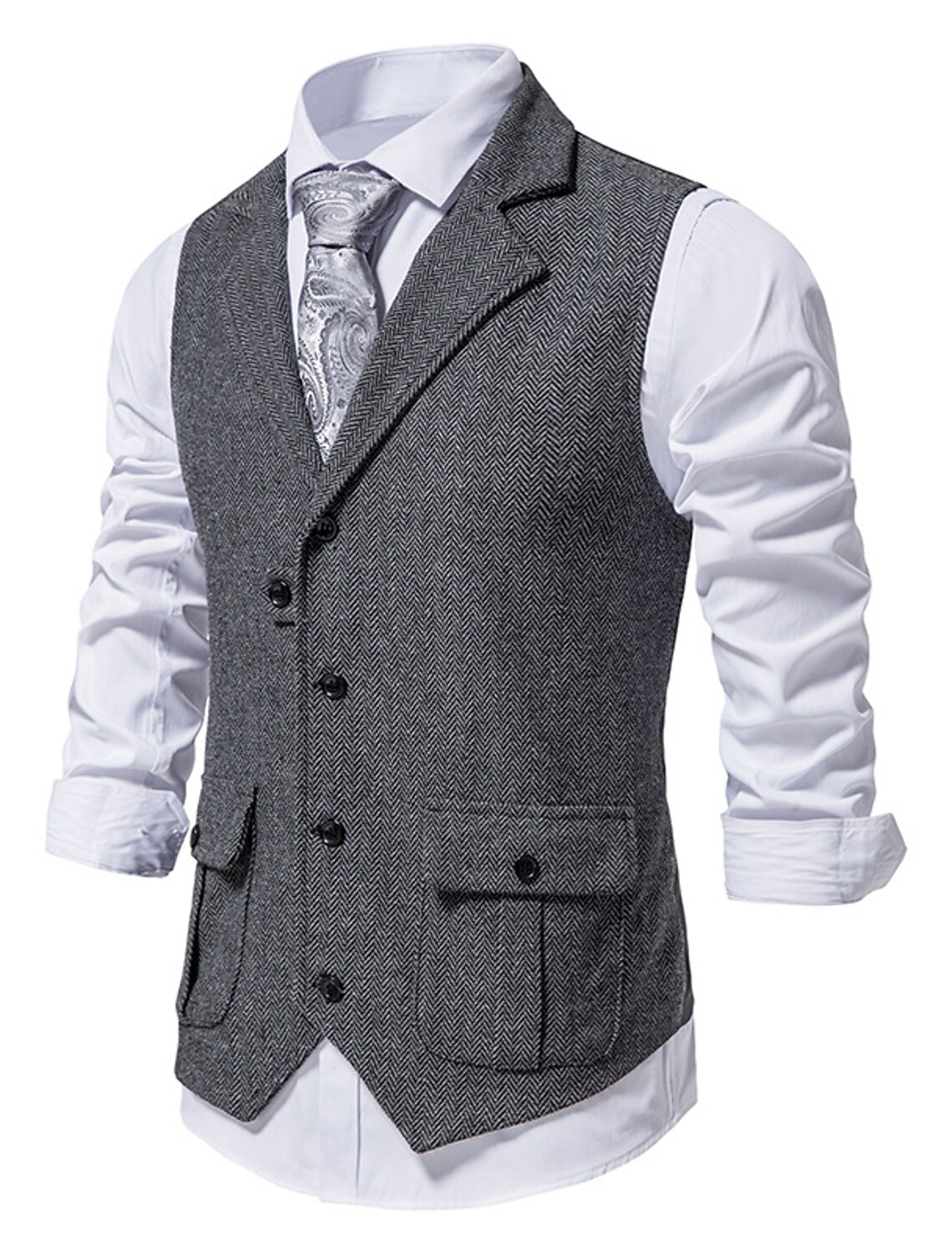 Men's Vest Waistcoat Gilet Formal Wedding Work Business Casual Spring