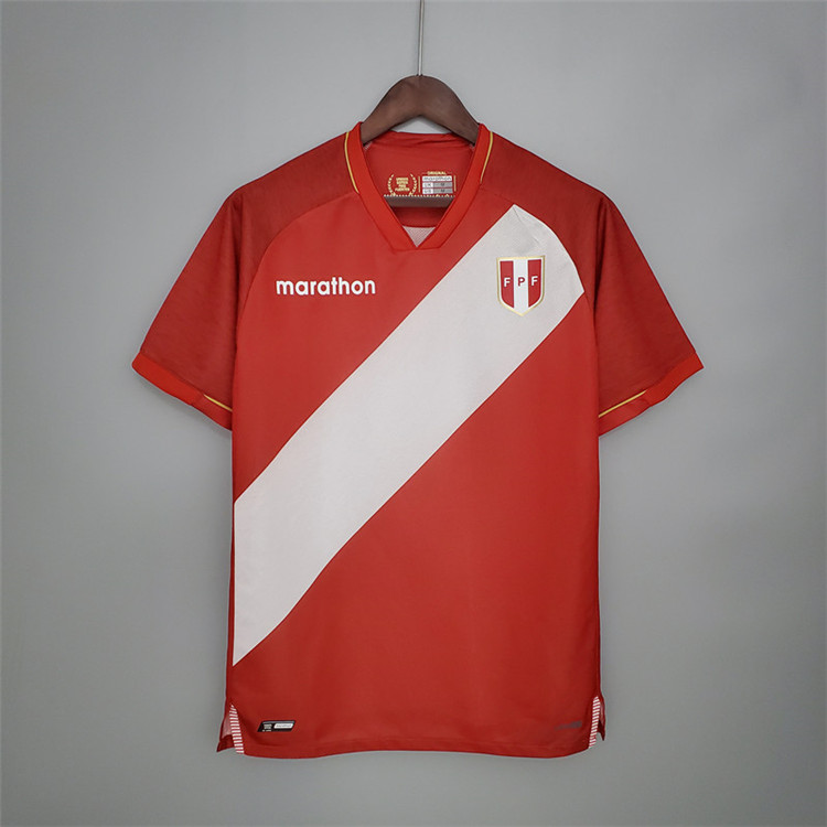 Lightweight Peru 2020 Away Red Soccer Jersey Football Shirt