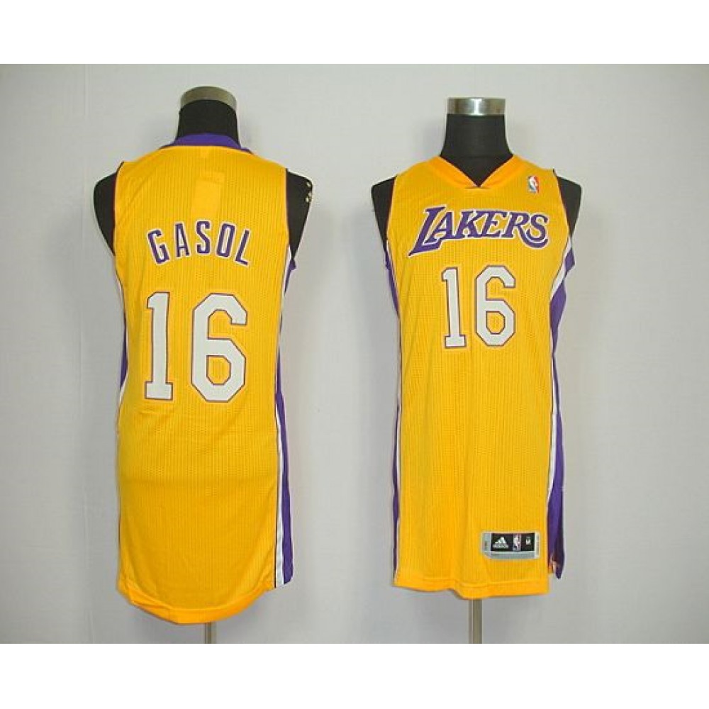 Fan Favorite Rare Men's LA Lakers #16 Pau Yellow Basketball Jersey