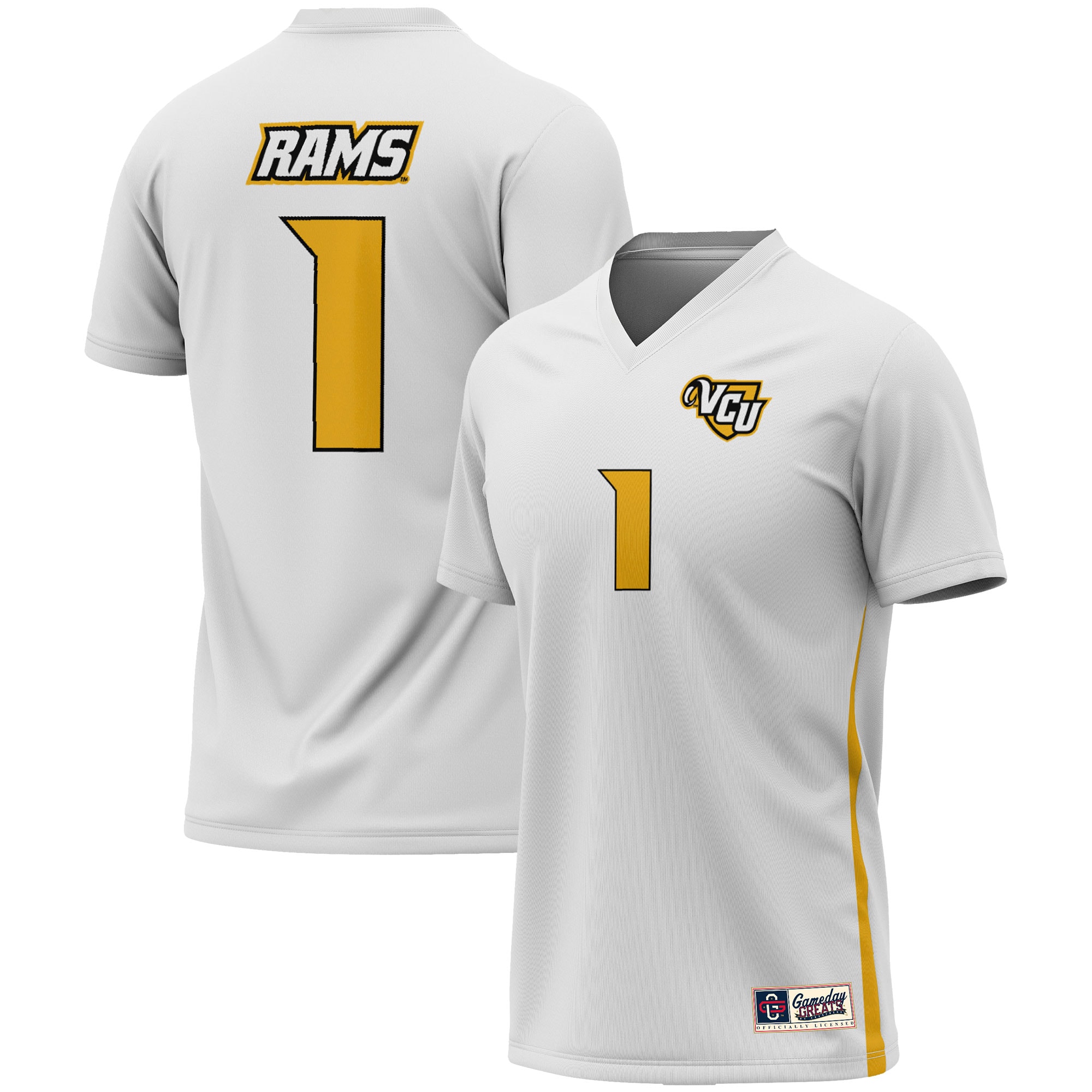 [SJH] VCU Rams GameDay Greats Youth Men's Soccer Lightweight Fashion Jersey - White