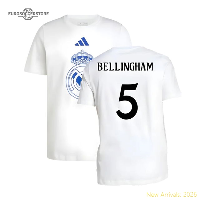 Official 2024-2025 Real Madrid Dna Graphic Tee (White) (Bellingham 5)