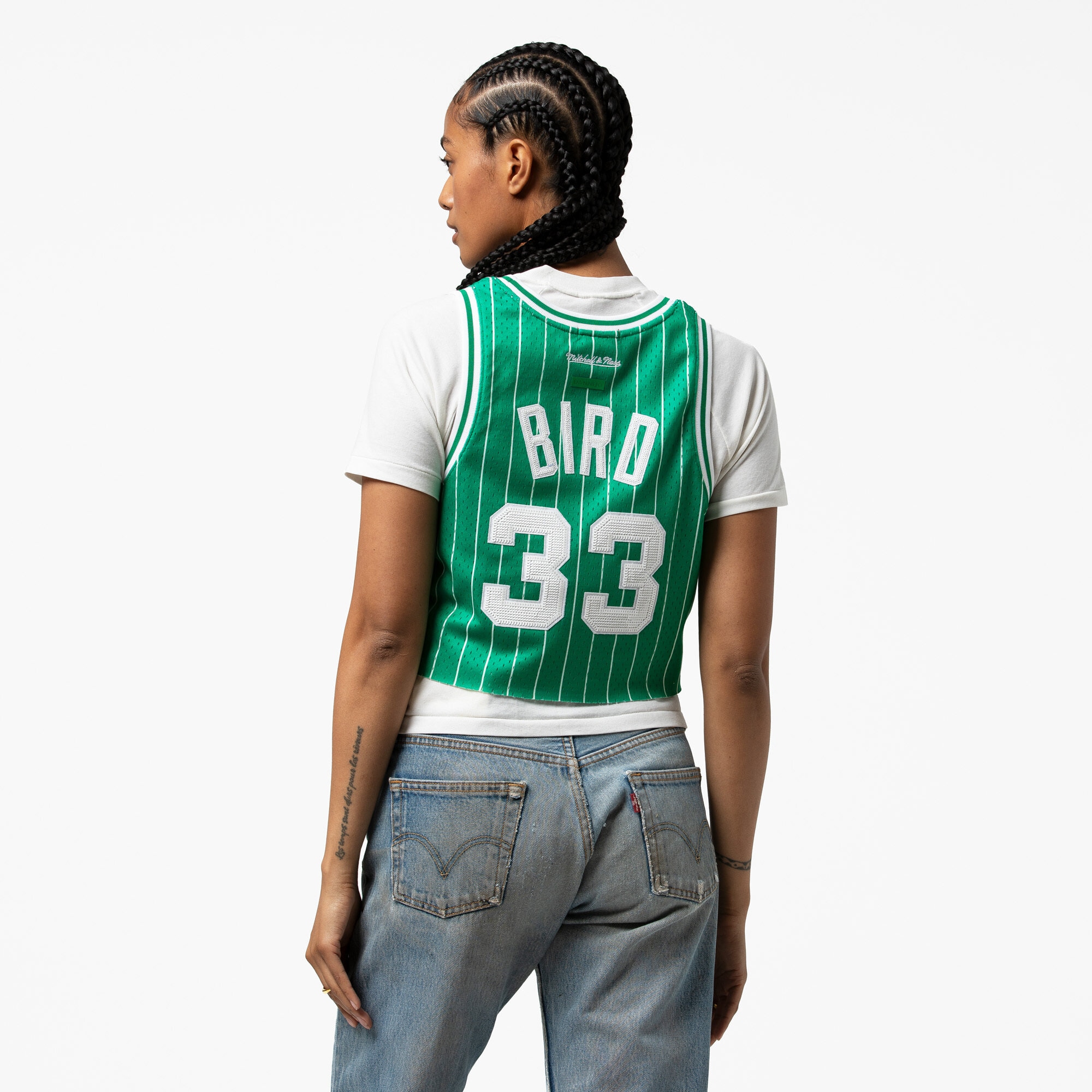[ESK] Larry Bird Boston Celtics x DANNIJO Women's Fashion Cropped Basketball Jersey - Kelly Green