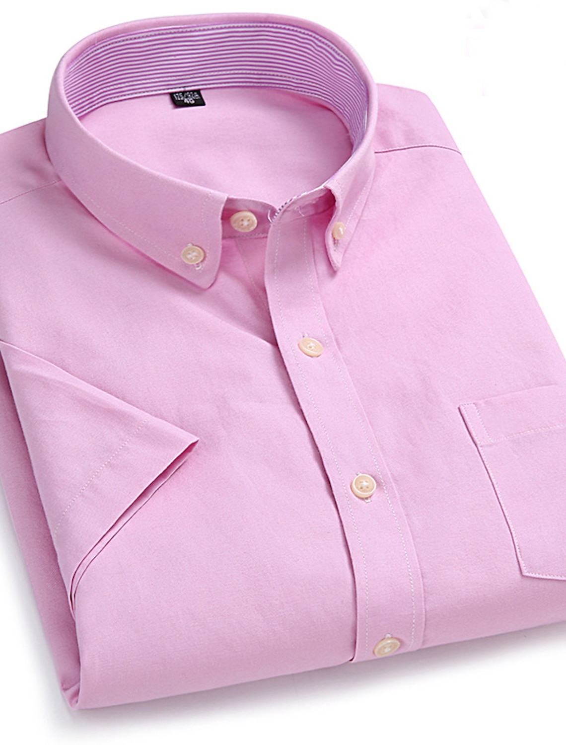 Men's Dress Shirt Button Down Shirt Non Iron Shirt Oxford Shirt Solid / Plain Color Wedding Office & Career Black White Yellow Dark Navy Short Sleeve Shirt Collar Spring & Summer Clothing Apparel