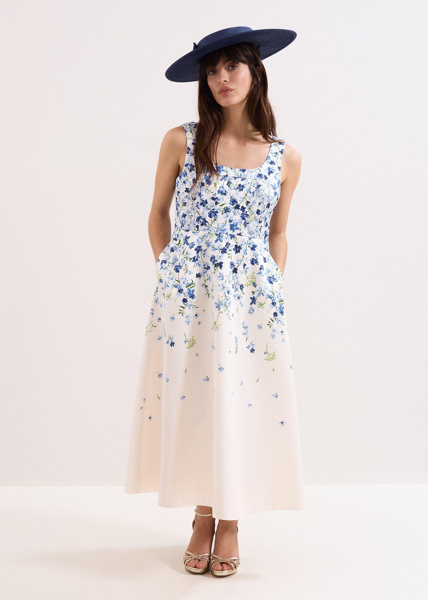 Orla Cream Satin Floral Midi Dress