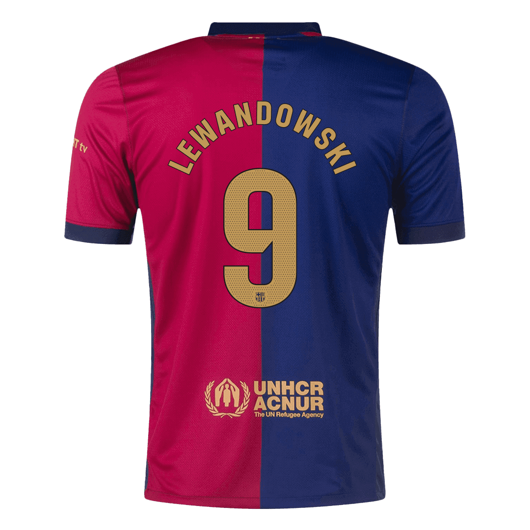 LEWANDOWSKI #9 Barcelona Home Soccer Jersey 2024/25- Spotify Logo With