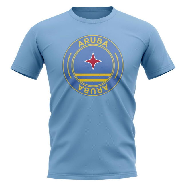 Top-Tier Pro-Grade Aruba Football Badge T-Shirt (Sky) Championship