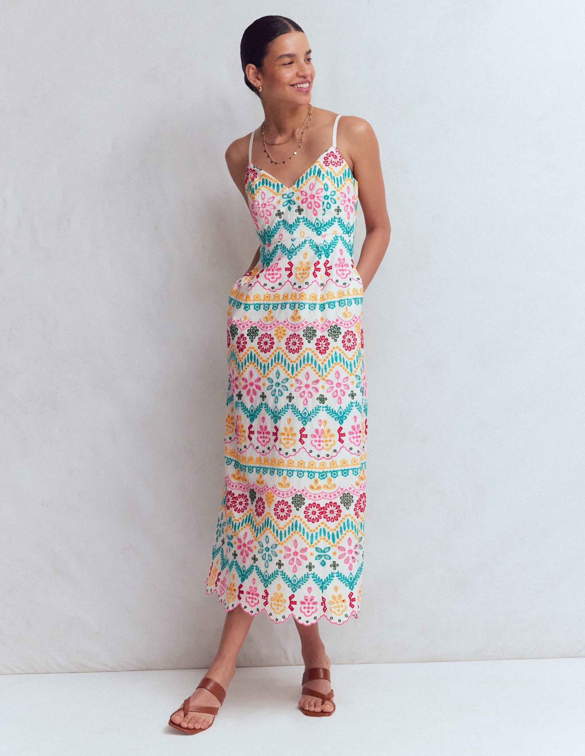 Empire Linen Broderie Dress