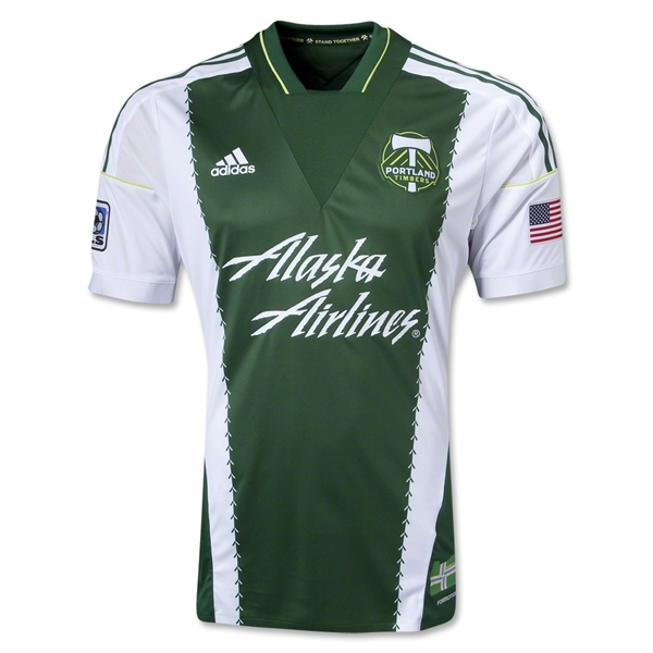2013 Portland Timbers Home GreenWhite Soccer Jersey Shirt - Official