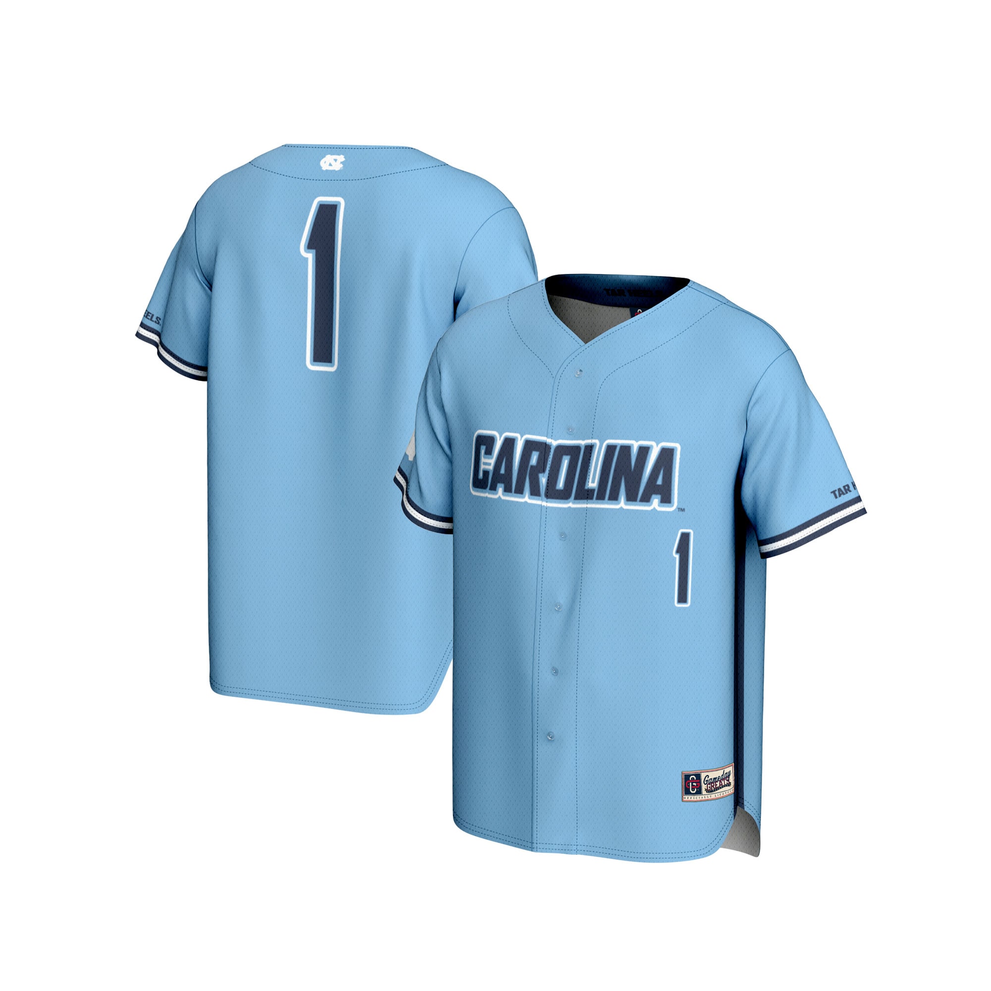 [NJP] North Carolina Tar Heels GameDay Greats Unisex Lightweight Baseball Fashion Jersey - Carolina Blue