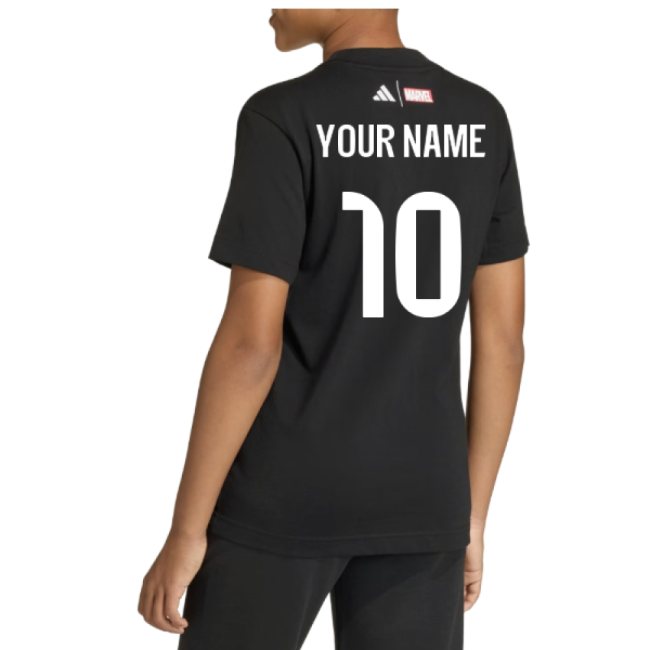 2025-2026 Madrid Real Madrid Marvel Tee (Black) - Kids (Your Name)