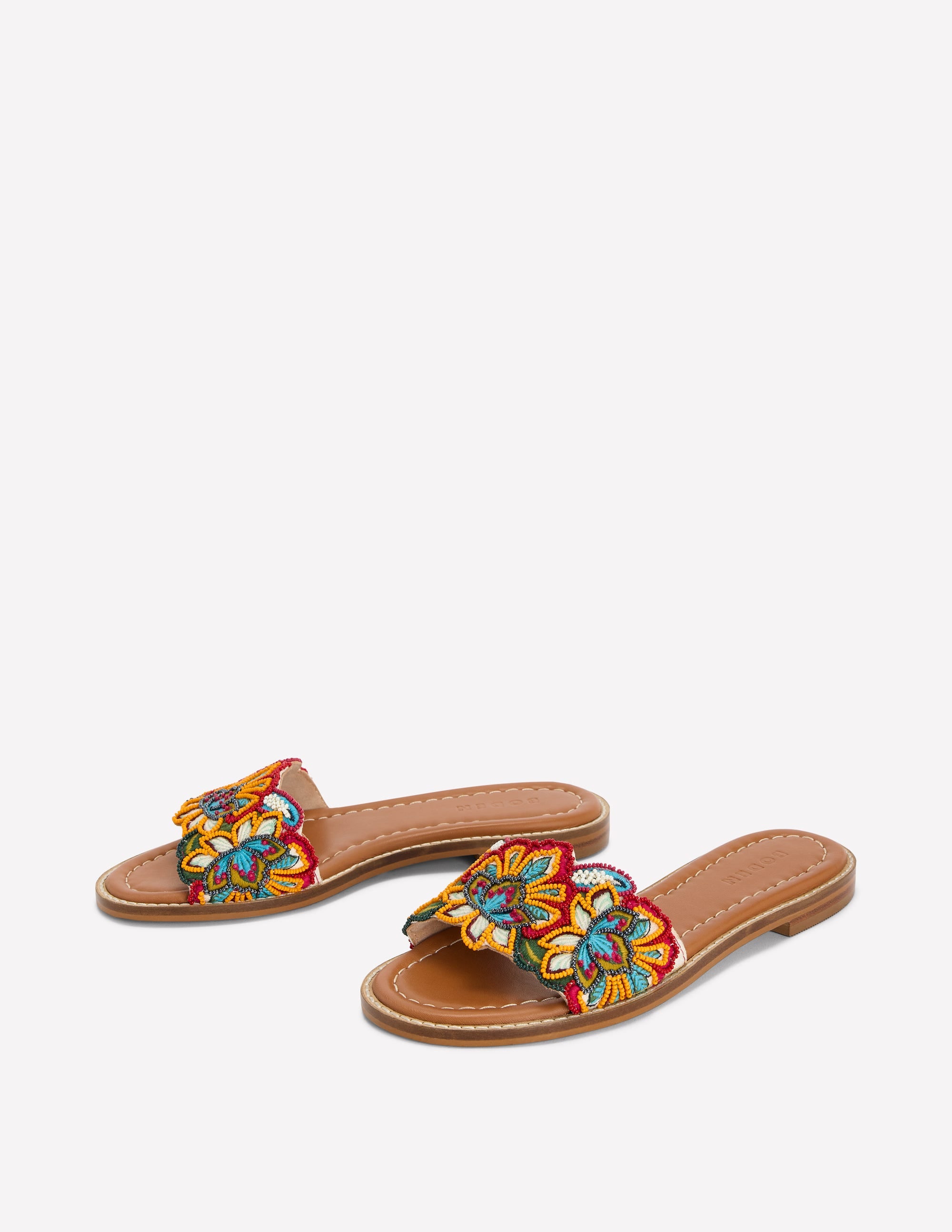 Beaded Flower Flat Sandal