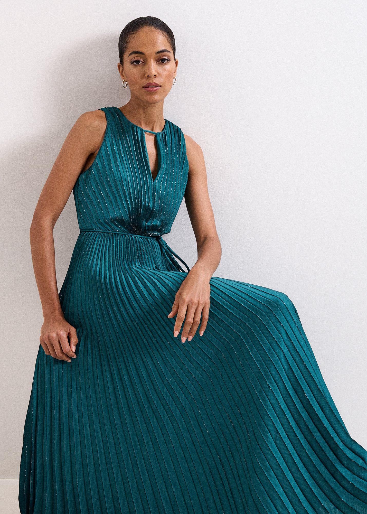 Simara Green Glitter Maxi Dress