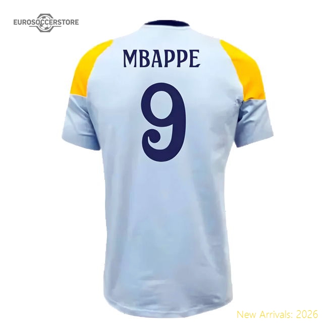 Elite 2024-2025 Real Madrid Training Tee (glow Blue) (mbappe 9)