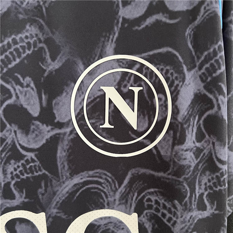 Breathable Napoli 2324 Football Shirt Halloween Edition Black Soccer