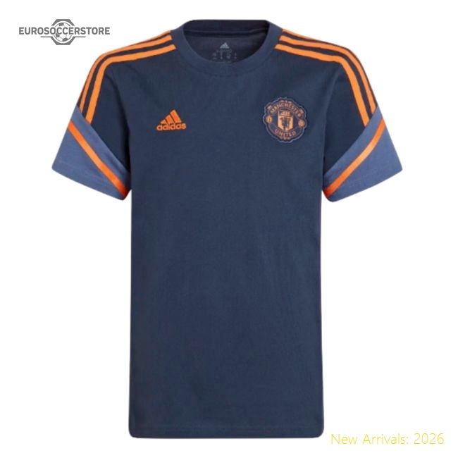 High-Quality 2022-2023 Man Utd Training Tee Crew Navy - Kids