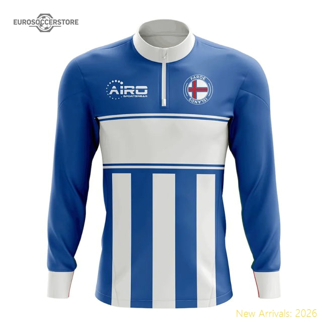 Faroe Islands Concept Football Half Zip Midlayer Top (Blue-White)